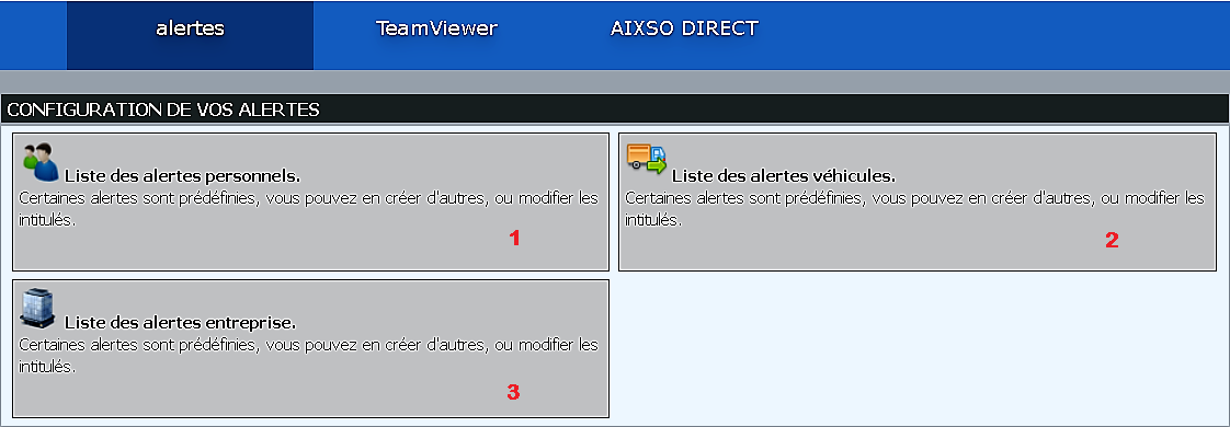 Configuration Alertes